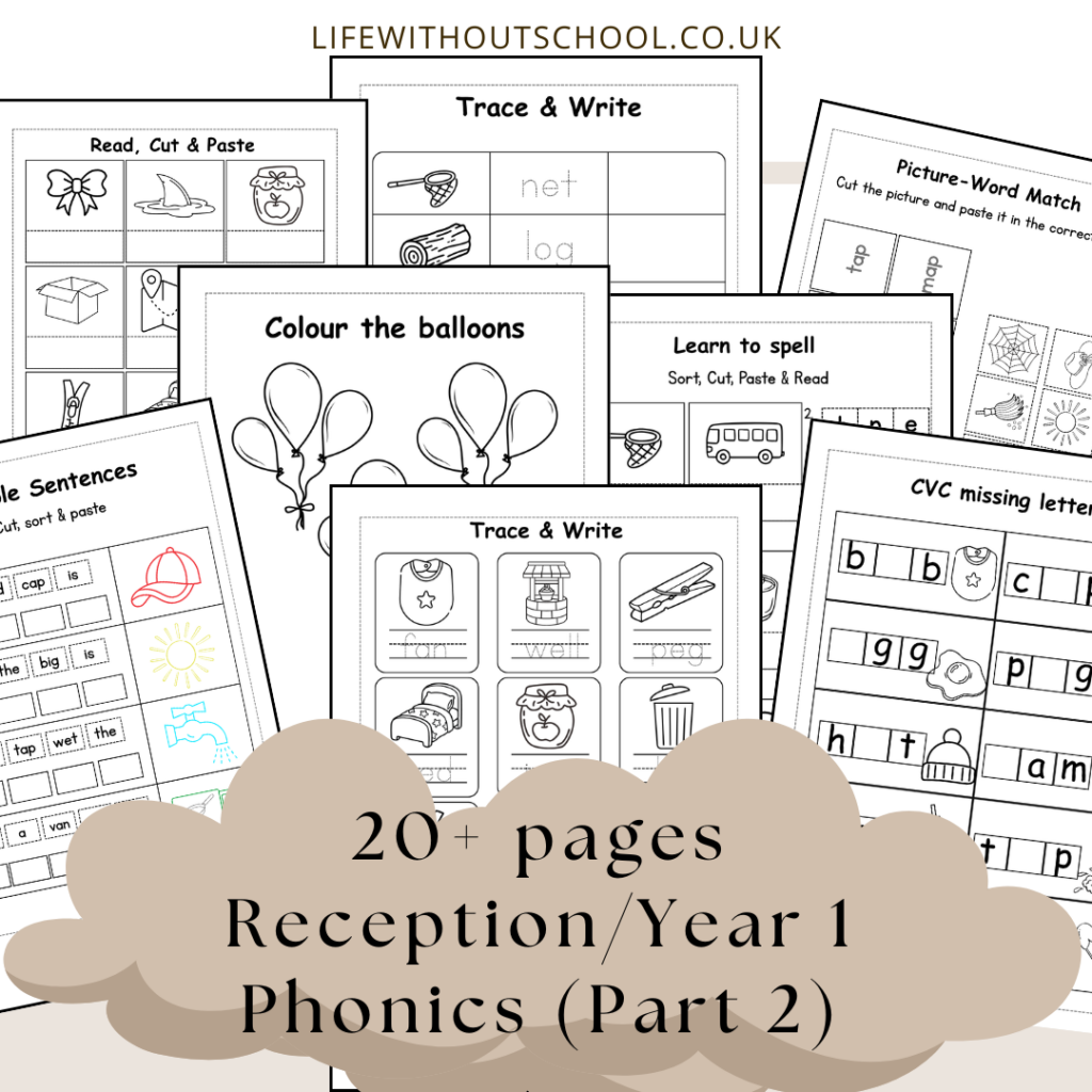 Reception and year 1 worksheets part 2